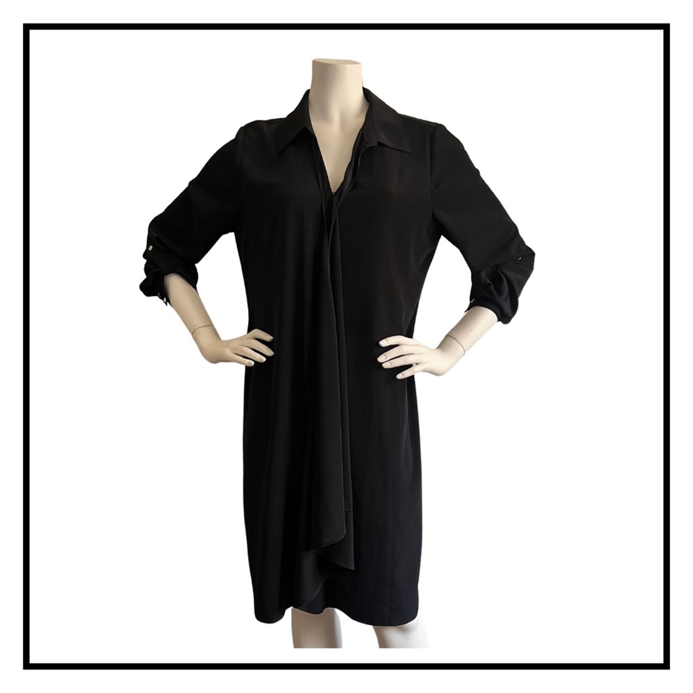 Chico’s Black Label Black Collared Shirt Dress